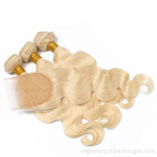 cheap price russian 613 blonde virgin hair bundle,cuticle aligned blonde hair bundles with closure,hair 100 raw hair weave